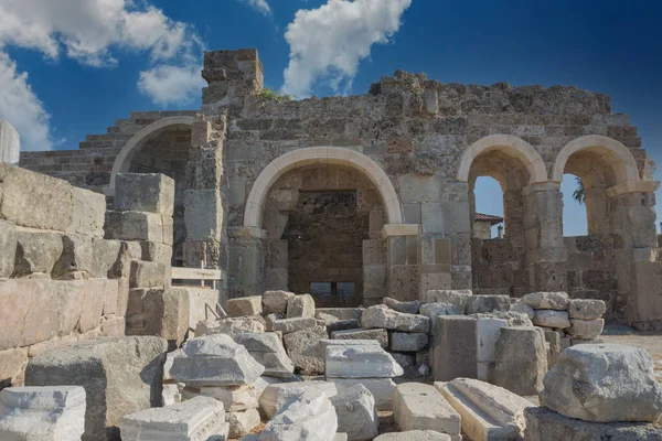 Ruinen Des Antiken Tempels Der Athene Side Antalya Türkei Morgensonnenlicht — Stockfoto