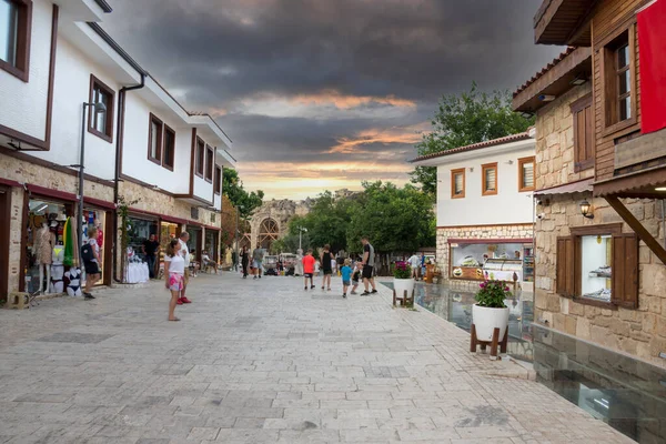 Side Antalya Turquía 2021 Las Calles Del Centro Ciudad Bazar — Foto de Stock