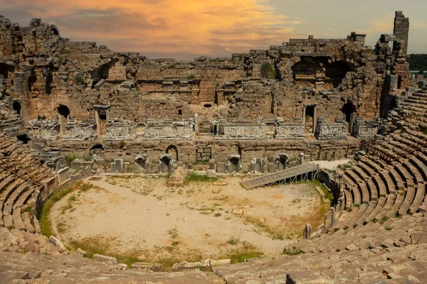 Anfiteatro Perge Ancient City Perge Una Las Ciudades Pánfilas Cree — Foto de Stock