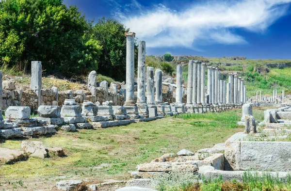 Ancient City Perge Antalya Turkey Columned Street Ruins Believed Have — Stock Photo, Image