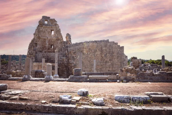 Ancient City Perge Antalya Turkey Hadrianus Arch — Foto Stock
