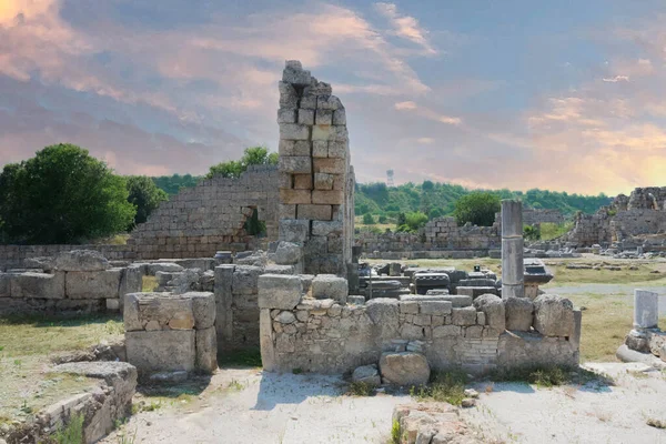 Resti Scavati Nell Antica Città Perge Nel Distretto Aksu Antalya — Foto Stock