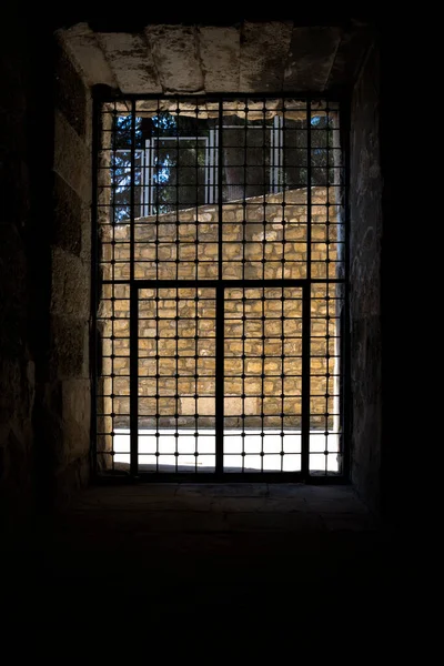 Interior Roman Theater Building Locked Wrought Iron Gate — Stock Photo, Image