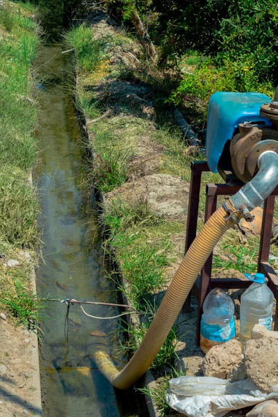 Water Pump Used Irrigate Orchard Selective Focus — Stock Photo, Image