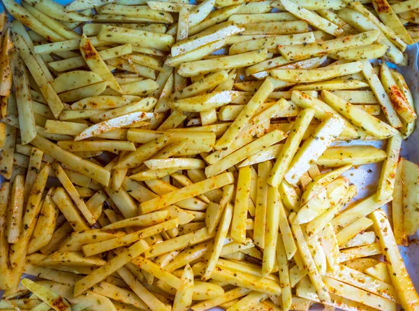 Ready Bake Stir Fry Potato Wedges Mixed Oil Thyme Cayenne — Stock Photo, Image