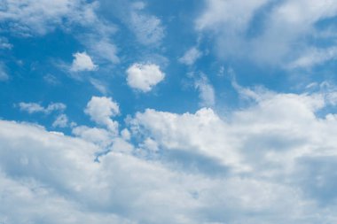 Bulutlu mavi yaz gökyüzü. Yağmur yağmadan önce.