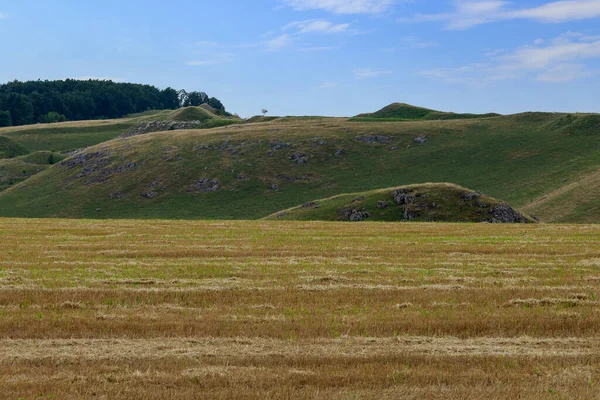 Doğu Avrupa 'nın dağlık doğası. Seçici odaklı yeşil tepecikler. Metin veya harf için kopyalama alanı olan peyzaj arkaplanı