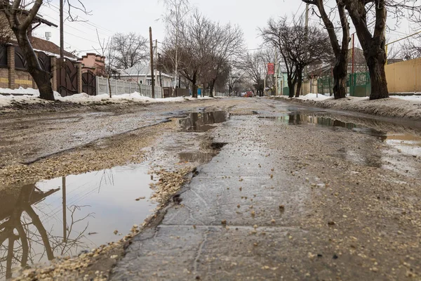 Février 2021 Balti Beltsy Moldavie Mauvaises Routes Hiver Éditorial Illustratif — Photo