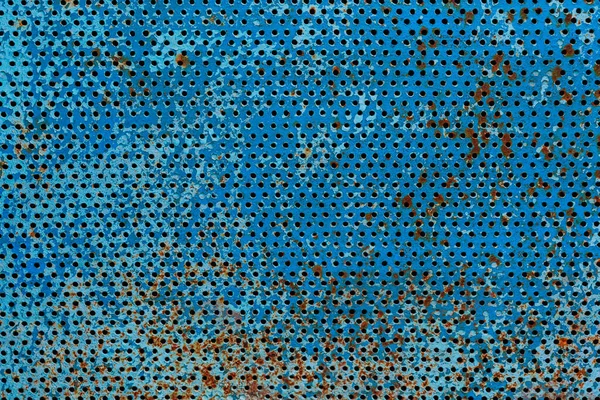 Rough Surface Perforated Painted Metal Plate Textured Background Blank Design — Stock Photo, Image