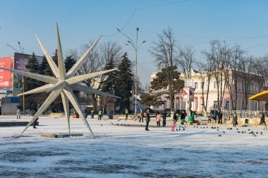 19 Ocak 2021 Balti veya Beltsy, Moldova 'nın soğuk kışı. İllüstrasyon Editörü