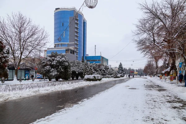 Février 2021 Balti Beltsy Moldavie Hiver Froid Neigeux Dans Ville — Photo