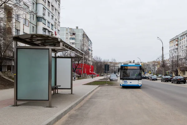 Avril 2021 Balti Moldavie Arrêt Des Transports Commun Dans Environnement — Photo
