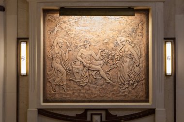 26 Mart 2021, Cricova Moldova, Avrupa 'nın en büyük şarap mahzenlerinden birinde iç dekorasyon temalı. Geçmişi. Ülkenin en önemli eğlencesi..