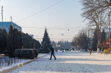 19 Ocak 2021 Balti veya Beltsy, Moldova 'nın soğuk kışı. İllüstrasyon Editörü