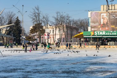 19 Ocak 2021 Balti veya Beltsy, Moldova 'nın soğuk kışı. İllüstrasyon Editörü