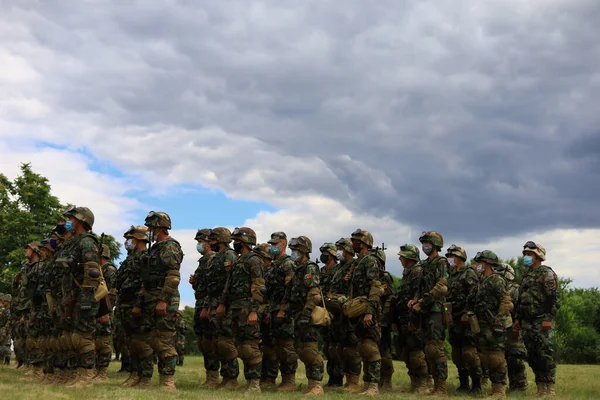 Nemzeti Hadsereg Katonái Katonai Demonstrációs Gyakorlatok 2020 Július Balti Moldova — Stock Fotó