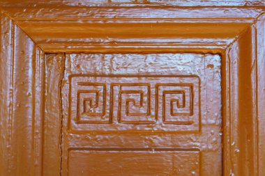 Eski mimarinin ahşap unsuru. Bir tasarımcı için arkaplan veya grafik kaynağı, bir dizayn için substrat.