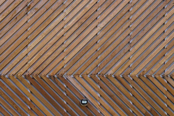 Moderna Decoración Del Edificio Con Tablones Madera Patrón Geométrico Abstracto — Foto de Stock