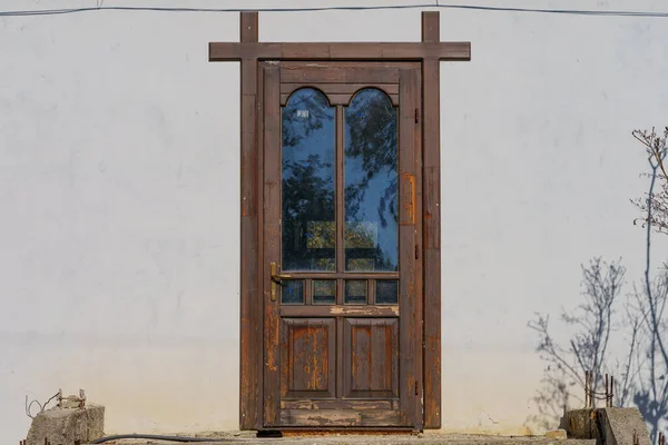 Porta Entrada Arquitetura Antiga Aldeia Edifício Casa Contexto — Fotografia de Stock