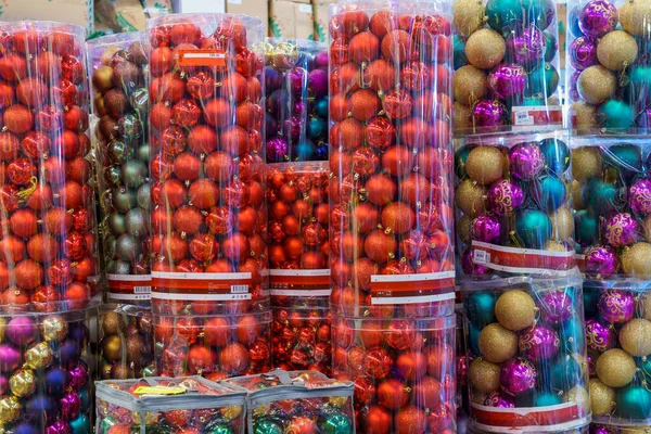 Bolas Para Árvore Natal Decoração Para Ano Novo Fundo Com — Fotografia de Stock