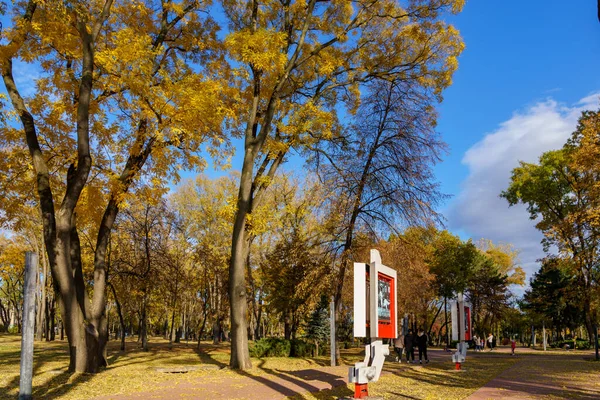 Stadtpark Goldenen Herbst Hintergrund Mit Kopierraum Für Text Illustratives Leitartikel — Stockfoto