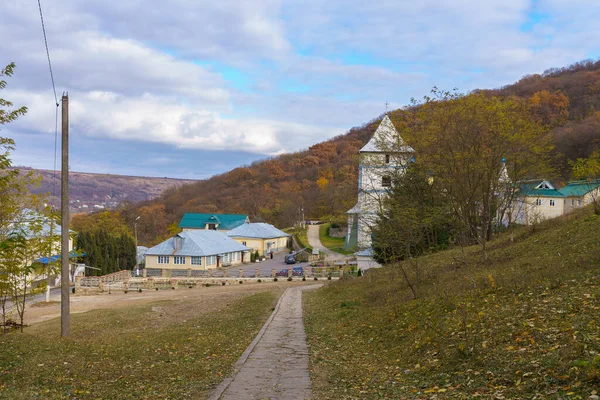Kutsal Yurt Manastırı Giriş Moldova Hoş Geldiniz Llüstrasyon Başyazısı Ekim — Stok fotoğraf