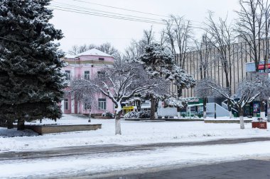 1 Şubat 2021 Balti veya Beltsy, Moldova 'da soğuk kış mevsimi. İllüstrasyon Editörü