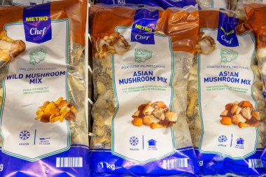 Asya mantarı karışımı. Metin için kopyalama alanı olan arkaplan. İllüstrasyon başyazısı. 18 Aralık 2021 Balti Moldova.