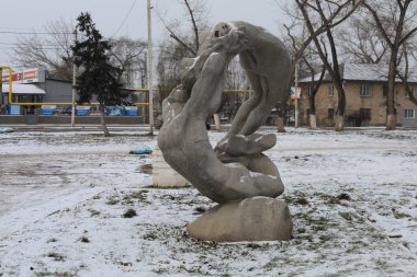 20 Ocak 2021 Balti veya Beltsy, Moldova atletler anıtı. İllüstrasyon Editörü