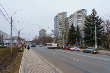 5 Aralık 2021 Balti, Moldova. İllüstrasyon başyazısı. Central City Caddesi Stefan cel Mare.