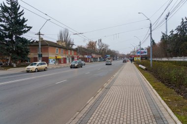 5 Aralık 2021 Balti, Moldova. İllüstrasyon başyazısı. Central City Caddesi Stefan cel Mare.
