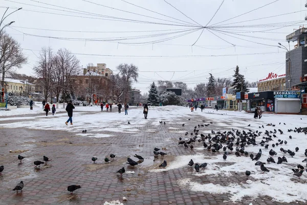 1 Şubat 2021 Balti veya Beltsy, Moldova 'da soğuk kış mevsimi. İllüstrasyon Editörü