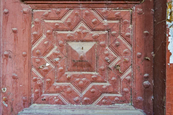 Rough Textured Painted Wood Carved Surface Old Retro Vintage Door — Fotografia de Stock