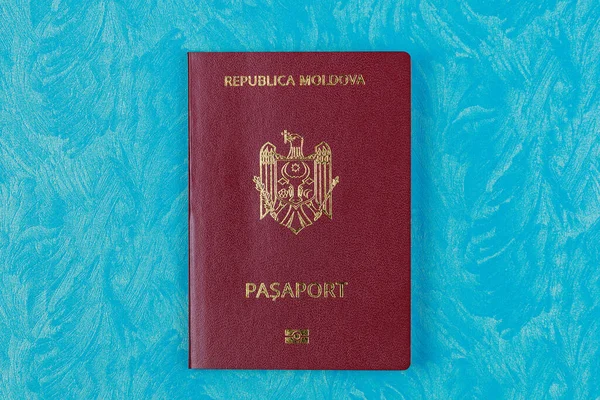 Modern Foreign Passport Citizen Republic Moldova Background Copy Space Text — Stock Photo, Image