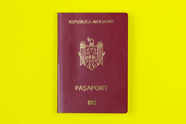 Modern Foreign Passport Citizen Republic Moldova Background Copy Space Text — Foto Stock