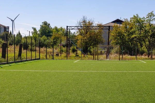 Άδεια Γήπεδα Μίνι Γήπεδο Ποδοσφαίρου Στο Πάρκο Λόγω Αποκλεισμού Κατά — Φωτογραφία Αρχείου
