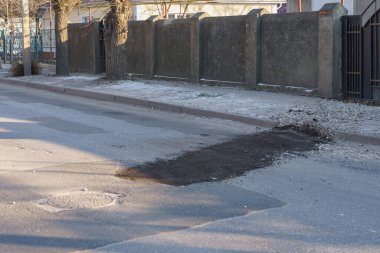Kötü engebeli yol. Metin veya yazıtlar için kopyalama alanı olan arkaplan.