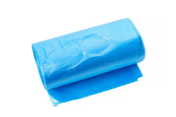 Egy Tekercs Műanyag Zacskó Háztartási Hulladéknak Szemét Szemetes Táskák Kék — Stock Fotó