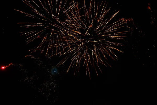 Nagyon Szép Tűzijáték Ellen Fekete Másolási Hely Szöveg Vagy Feliratok — Stock Fotó