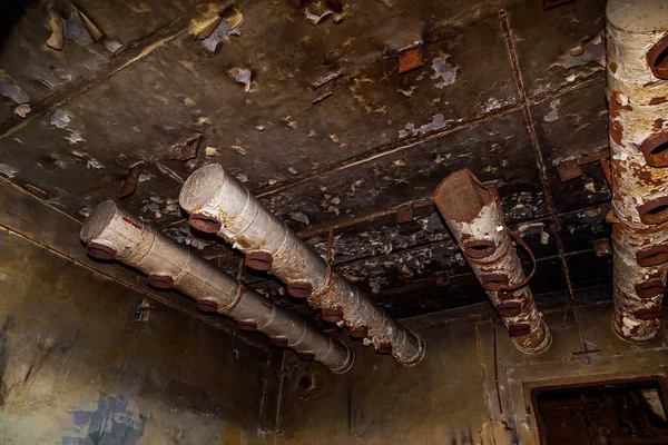 Éléments Intérieurs Bunker Militaire Clandestin Nucléaire Abandonné Lieu Effrayant Arrière — Photo