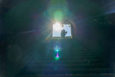 Antika mahzen ya da bodrum. Metin veya harf için kopyalama alanı olan arkaplan