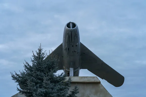 Vecchio Corpo Vintage Retrò Aerei Militari Combattimento Sfondo Con Spazio — Foto Stock