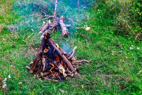 Feu Feu Joie Dans Nature Dans Camp Touristique Lors Une — Photo