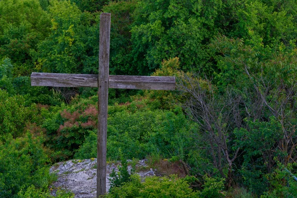 Croce Come Simbolo Religioso Del Cristianesimo Segno Religioso Fede Sfondo — Foto Stock