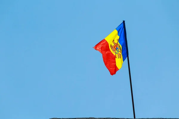 Officiële Staatsvlag Van Republiek Moldavië Achtergrond Met Kopieerruimte Voor Tekst — Stockfoto