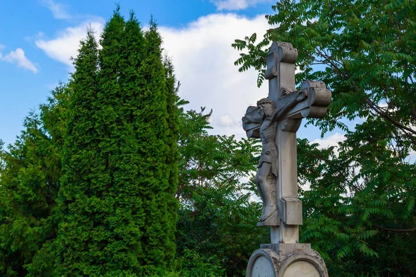 Korset Som Religiös Symbol För Kristendomen Religiöst Tecken Tro Bakgrund — Stockfoto