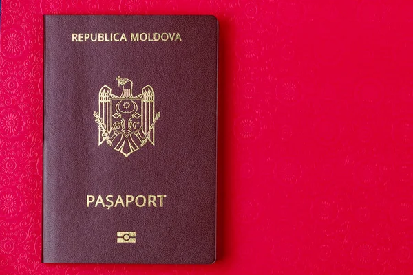 Passaporto Straniero Moderno Cittadino Della Repubblica Moldova Sfondo Con Spazio — Foto Stock