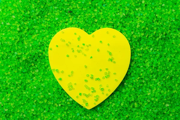 Pegatina Papel Forma Corazón Sobre Fondo Sales Baño Aromáticas Mar —  Fotos de Stock