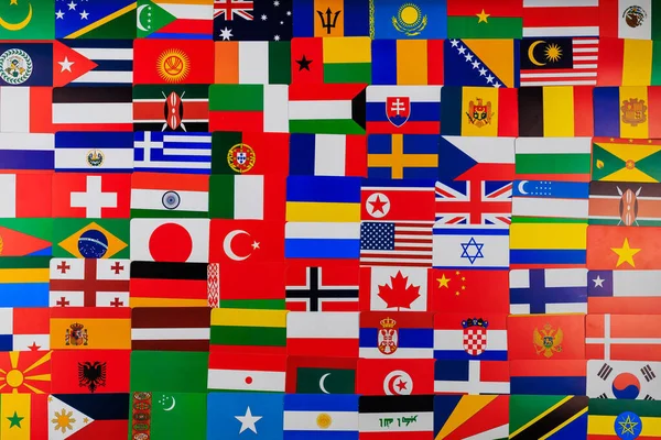 Bandiere Diversi Paesi Sfondo Sfondo Concetto Amicizia Dei Popoli Del — Foto Stock