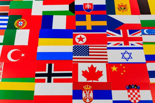 Flagi Różnych Krajów Kontekst Lub Kontekst Koncepcja Przyjaźni Narodów Świata — Zdjęcie stockowe